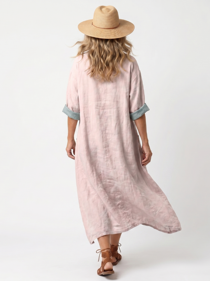 Kenza | Dress Midi Comfortable with Pannelli Ricamati & Tasche