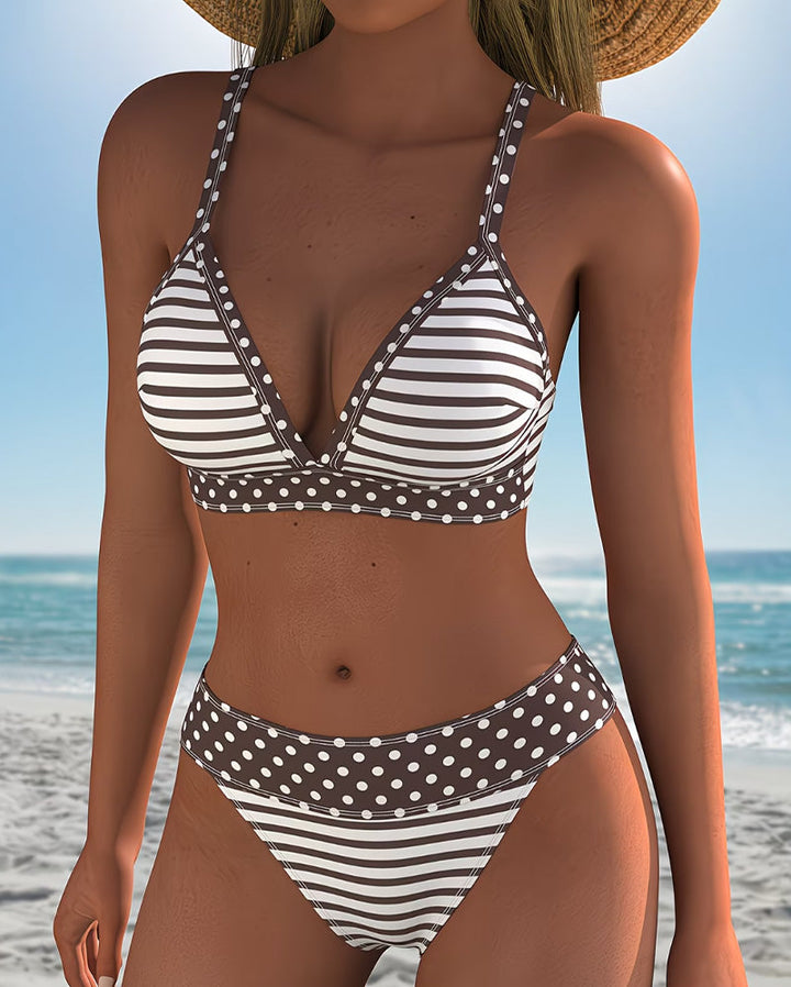 Hana | Striped Dot-Stampa Bikini