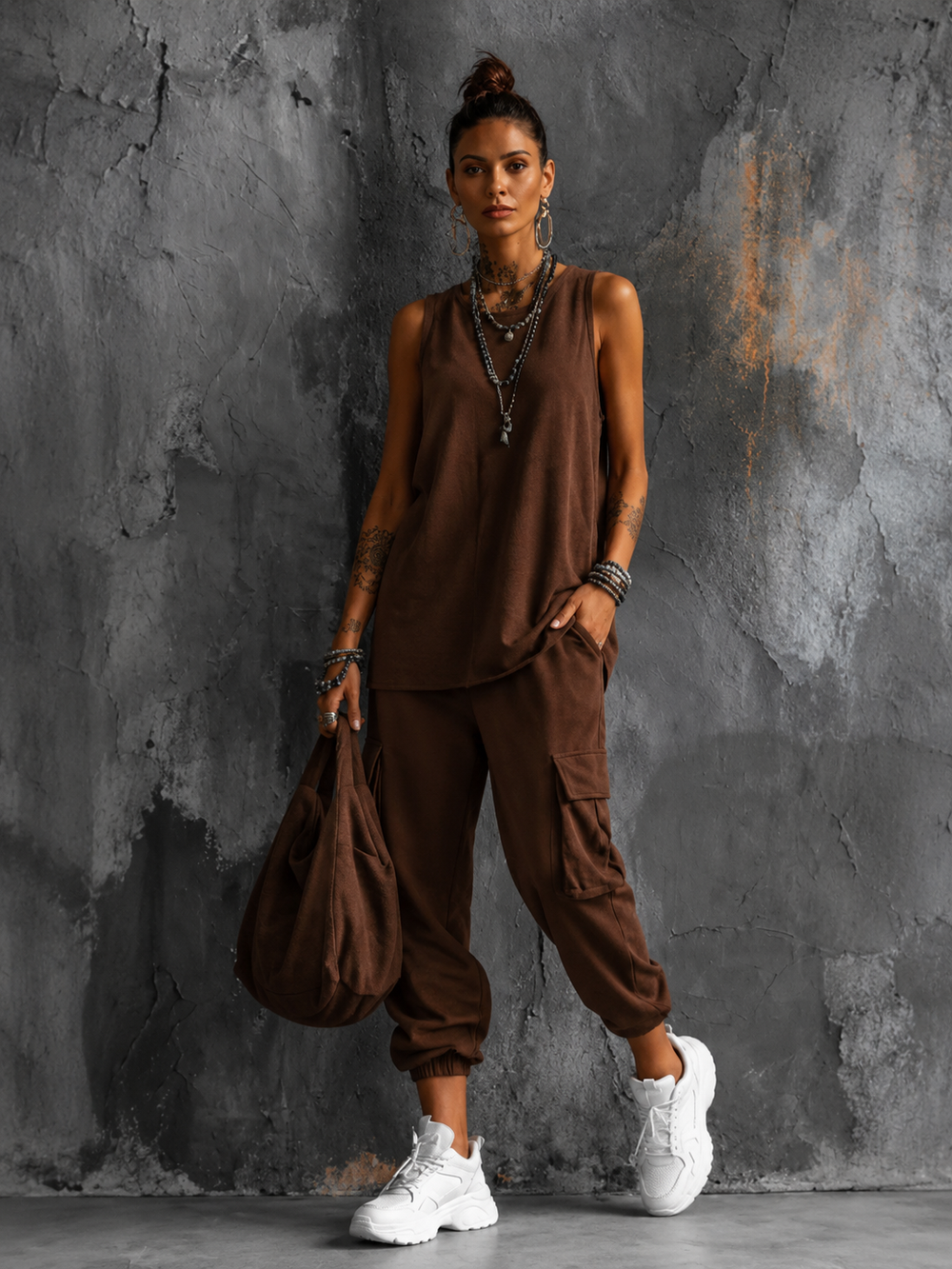 Norelle | Bequemes Zweiteiliges Casual Set - Brown