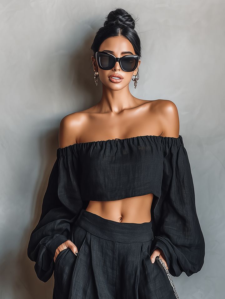 Layla | Completo in Linen Senza Spalline