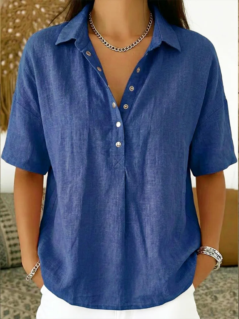 Catriona | Simple Linen Button Blouse