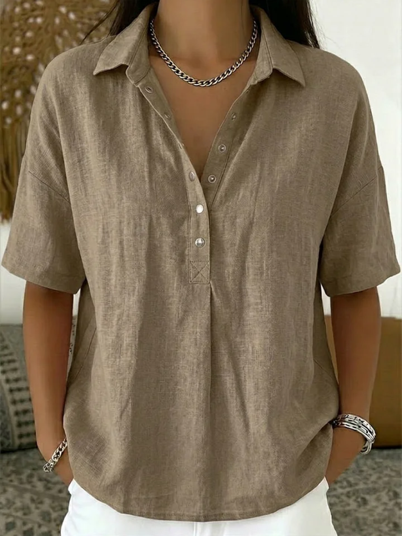 Catriona | Simple Linen Button Blouse