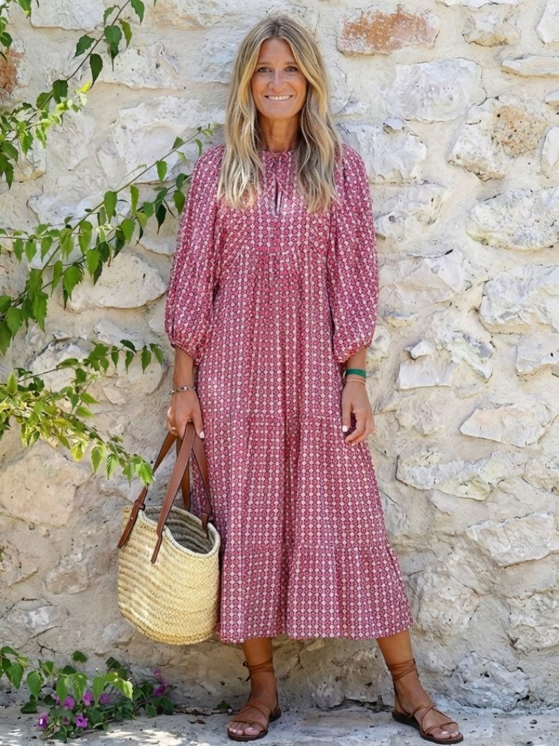 Arlette | Dress Midi Long Sleeve Stampa Geometric