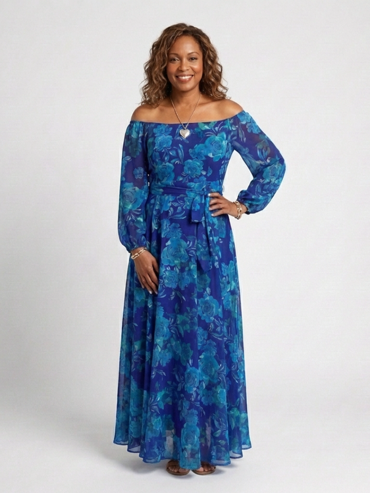 Off Shoulder Floral Maxi Dress