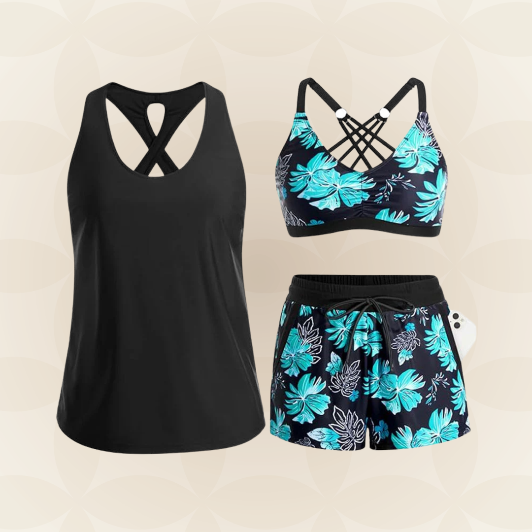 Pinklie | Cord-Tie Breathable Swim Completo