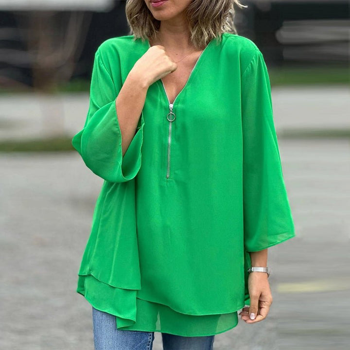 Lorelai | Chiffon Zipper Blouse