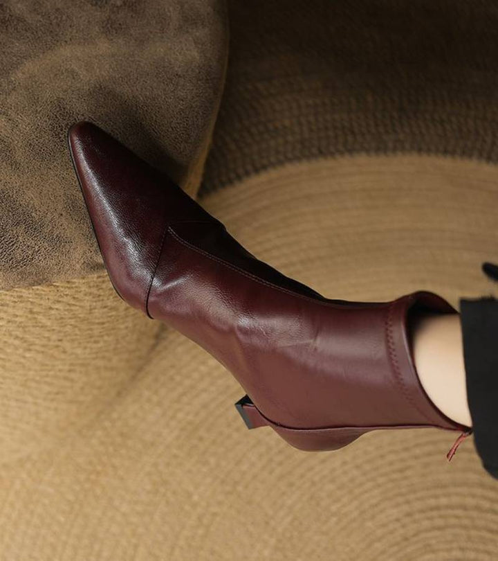 Brigitte | Elegant Heeled Leather Ankle Boots