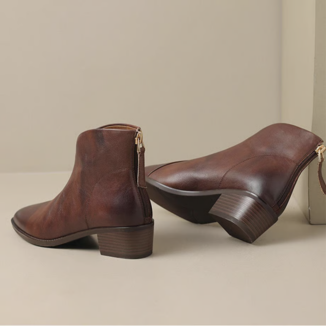 Pauline | Elegant Leather Ankle Boots