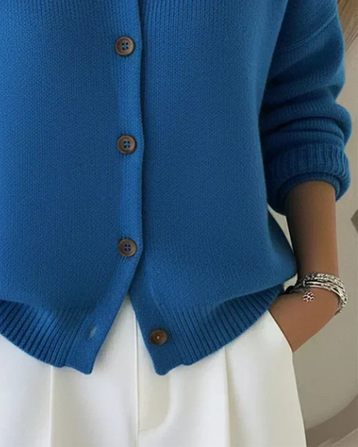 Vespera | Button Collar Cardigan - Red