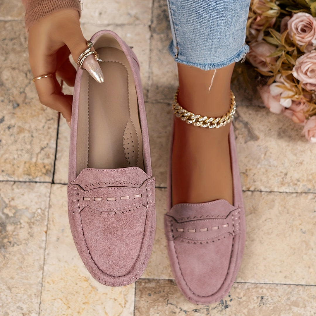 Marie | Scalloped Faux-Suede Loafers