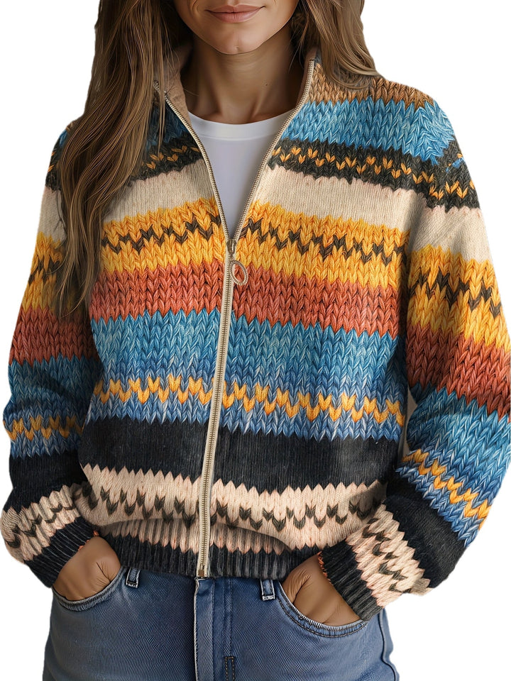 Beatrix | Zigzag Striped Knit Cardigan - Helen & Olivia Manhattan