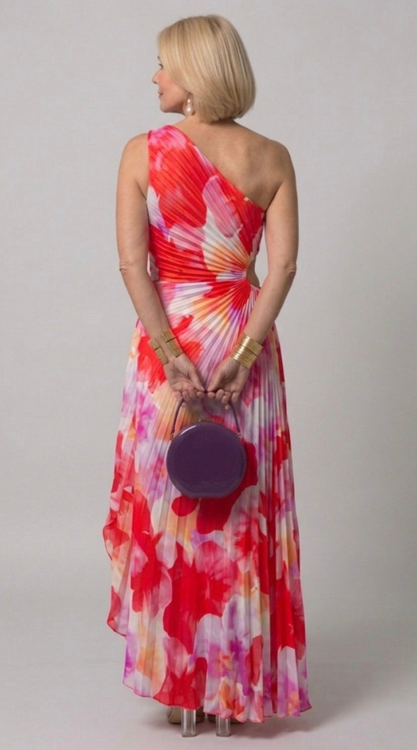 Pleated One-Shoulder Dress