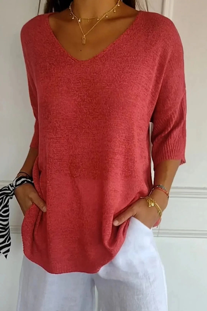 Allira | Soft V-Neck Knit Top