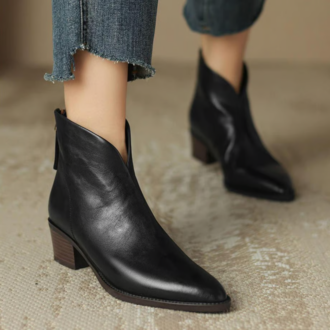 Pauline | Elegant Leather Ankle Boots