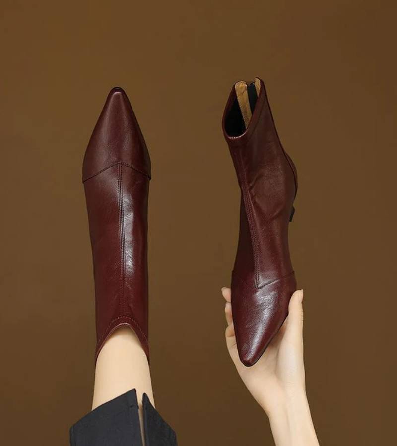 Brigitte | Elegant Heeled Leather Ankle Boots