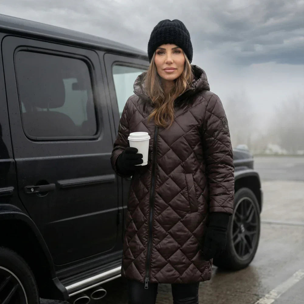 Claire | Quilted Hooded Long Coat - 