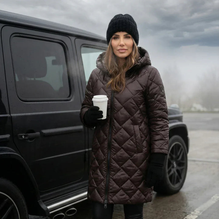 Claire | Quilted Hooded Long Coat - 