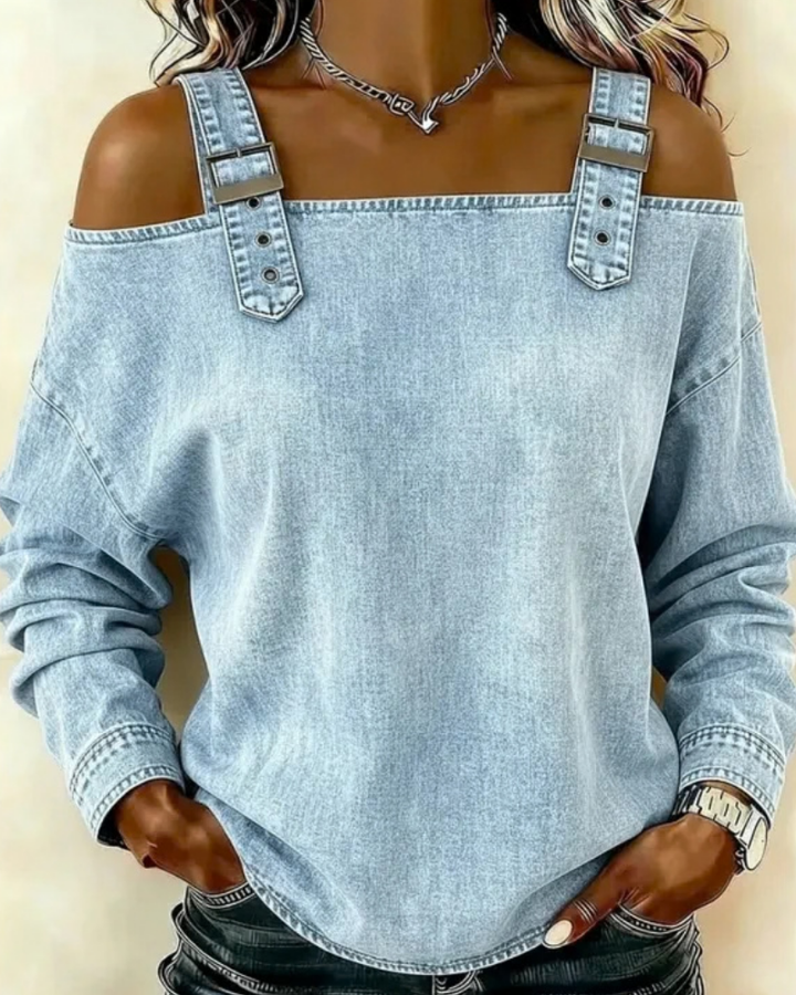 Ginger | Off-Shoulder Denim Strap Top