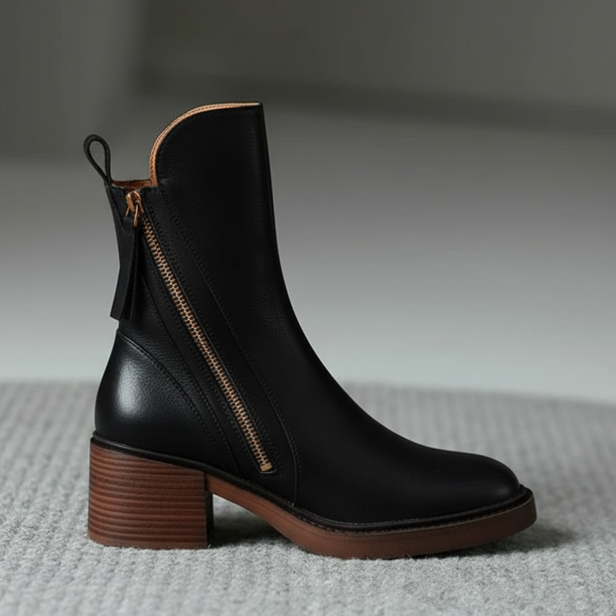 Fiorenza | Elegant Leather Ankle Boots - Helen & Olivia Manhattan
