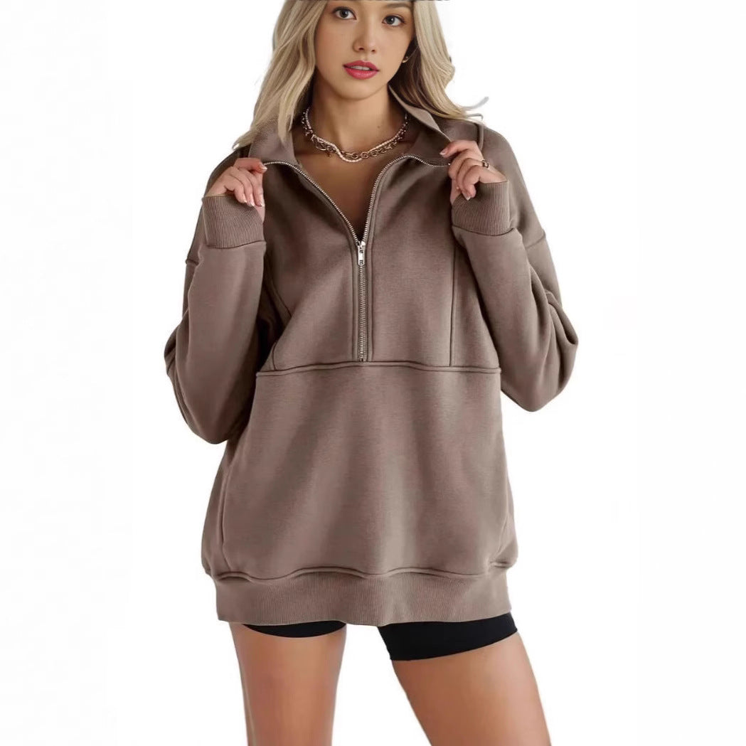 PSALM | Comfy Collar Sweatshirt - Brown