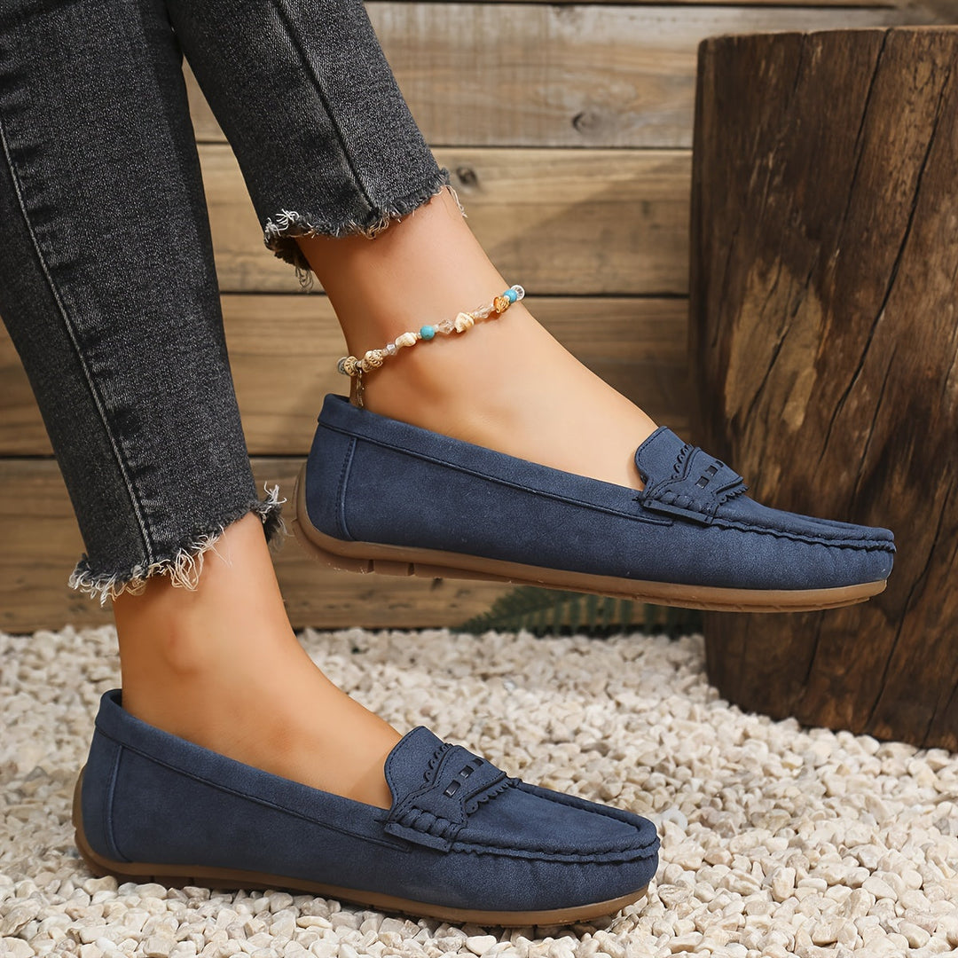 Marie | Scalloped Faux-Suede Loafers