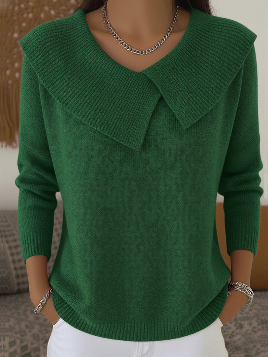 Sunnora | Warm Sweater with Soft Collar - Green