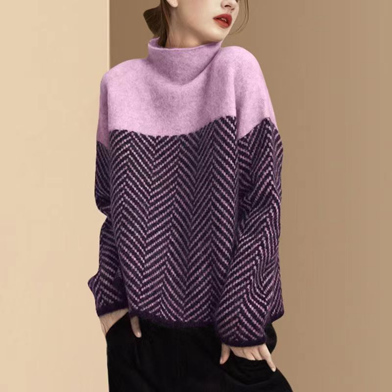 Eva | Herringbone Knit Sweater - 
