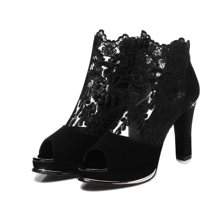Seraphine Elegant Lace Peep | Toe Heels - 