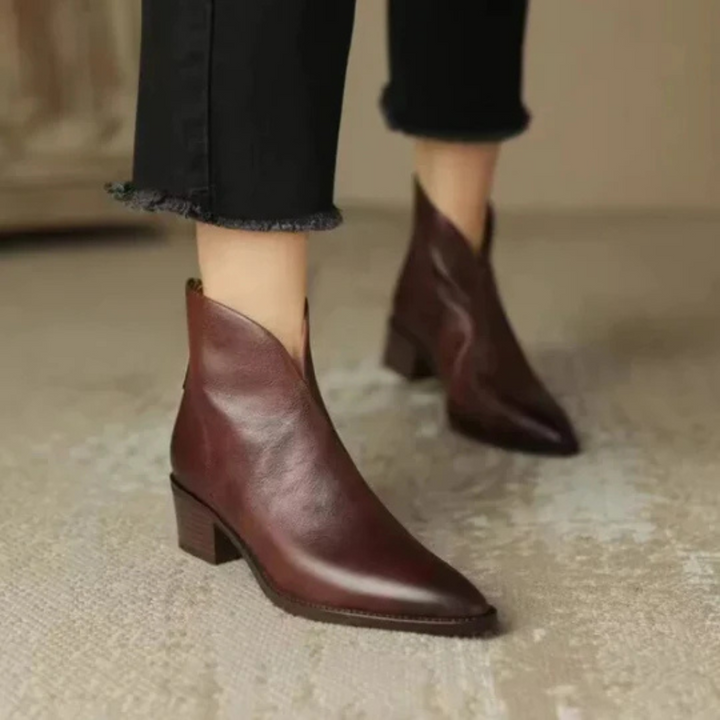 Pauline | Elegant Leather Ankle Boots