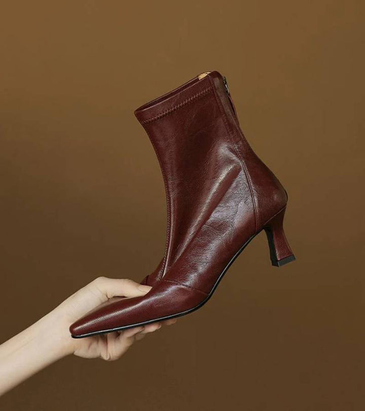 Brigitte | Elegant Heeled Leather Ankle Boots