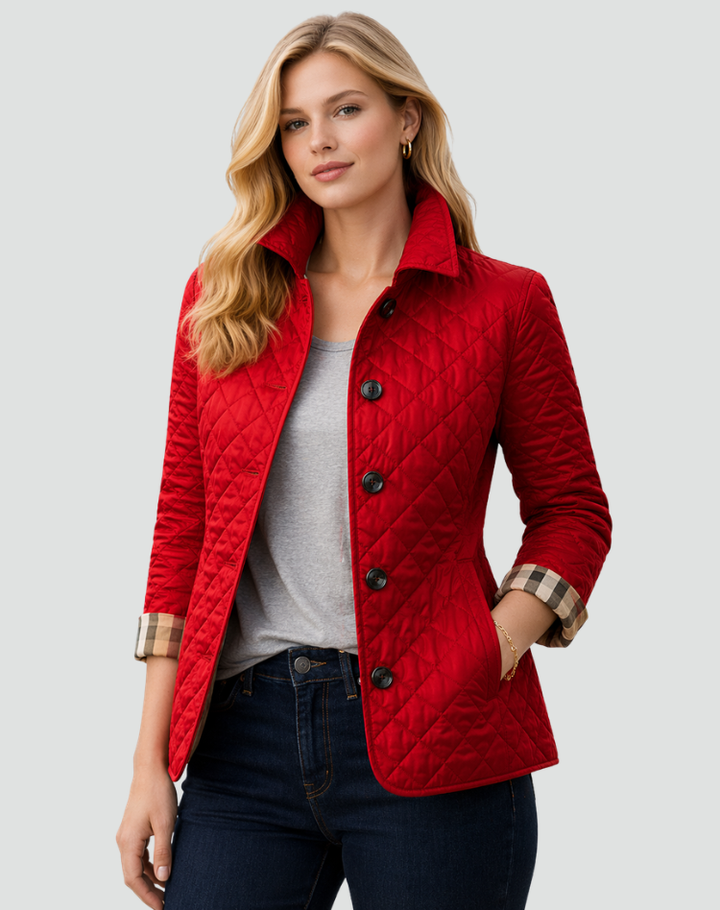 Florence | Jacket Matelassée Boutonnée - Navy