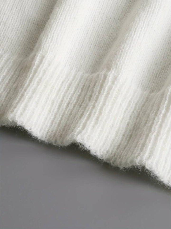 Mara | Plain Sweater with V-Neck and Buttons