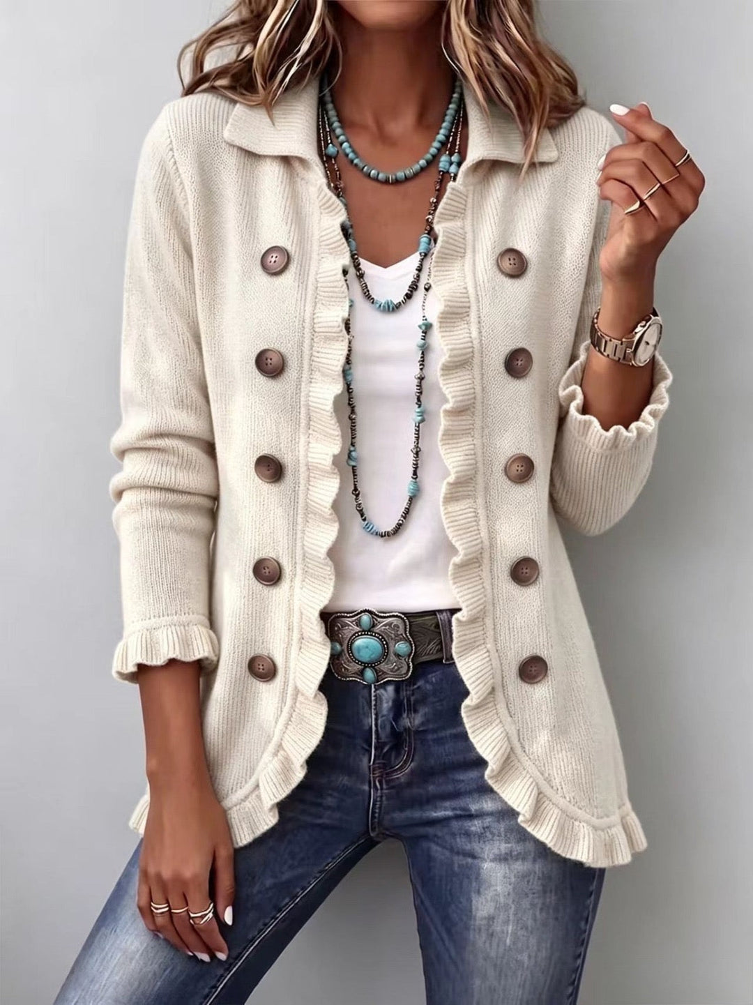 Victoria | Ivory Ruffle Jacket - Helen & Olivia Manhattan