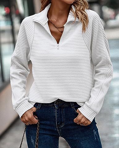 Abigail | Elegant Sweater with Zipper - White