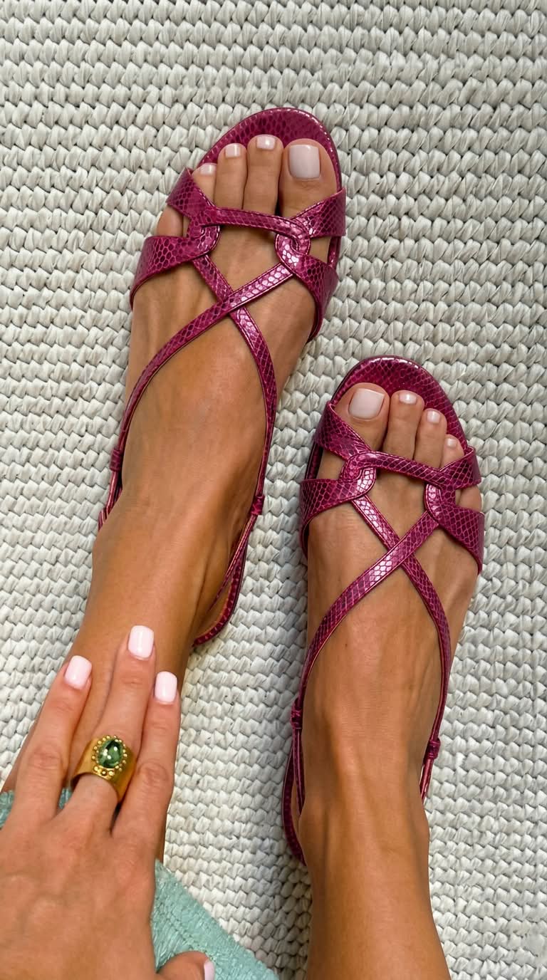 Copper Snake-Print Open-Toe Sandal