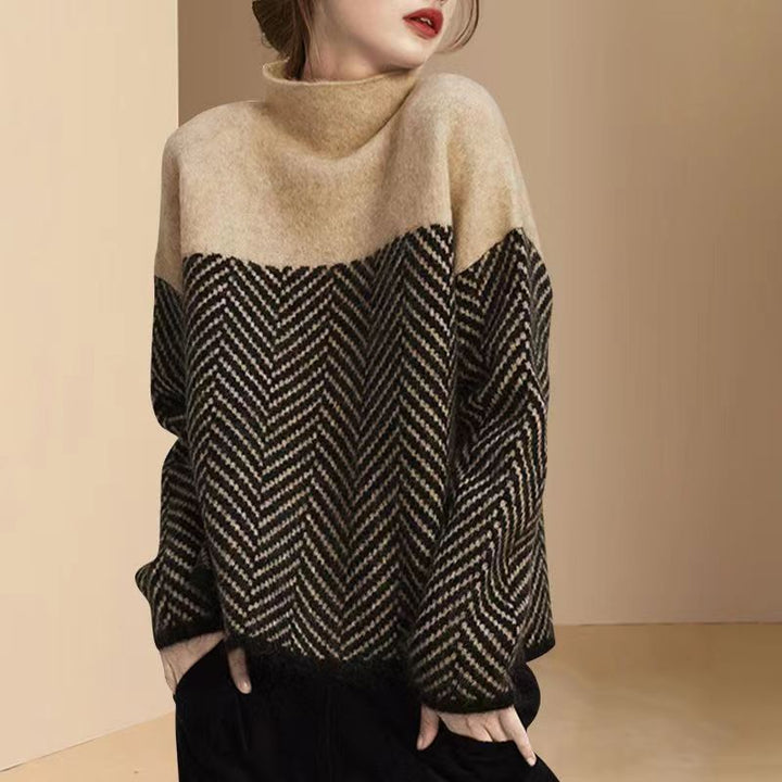 Eva | Herringbone Knit Sweater - 