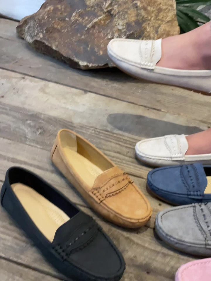 Marie | Scalloped Faux-Suede Loafers