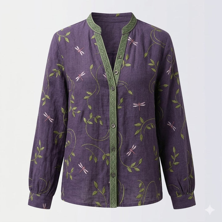 Senna | Botanical Stampa Linen Blouse