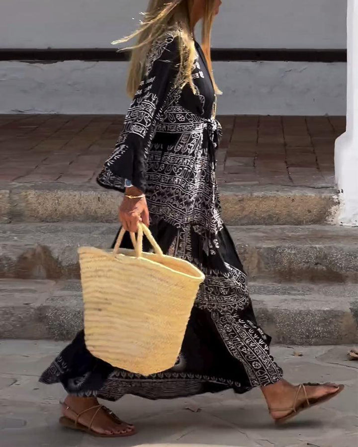 Emy | Trendy V-Neck Bell Sleeve Dress