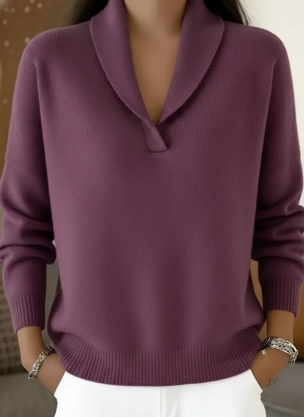 Antonine | V-Neck Sweater - Purple