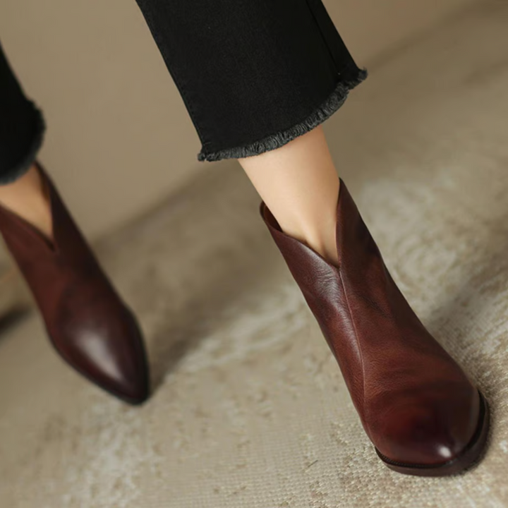 Pauline | Elegant Leather Ankle Boots
