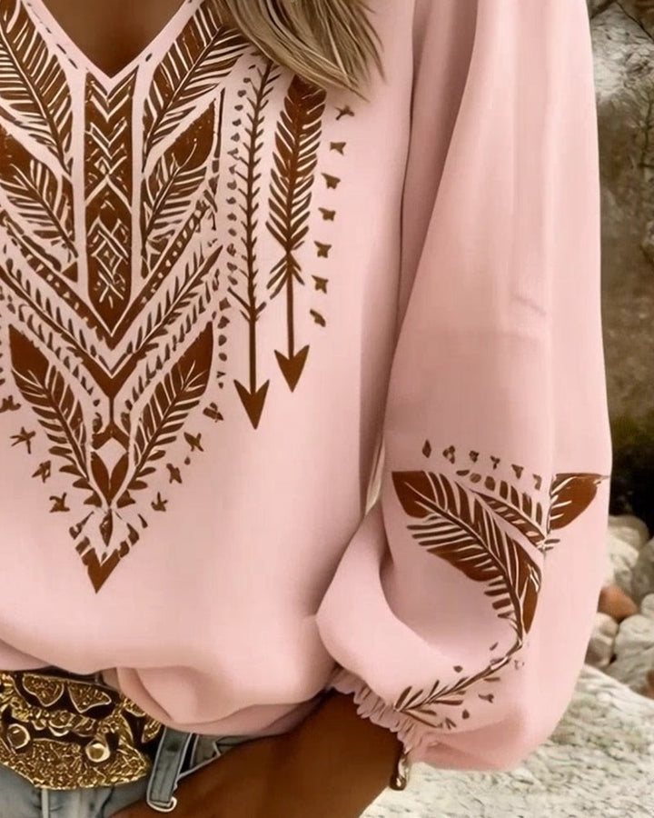 Sandra | Blouse with Sleeves a Sbuffo & Scollo a V Wide