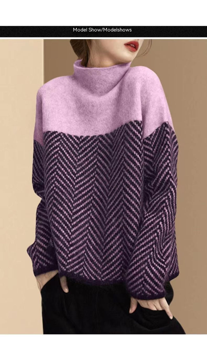 Eva | Herringbone Knit Sweater - 