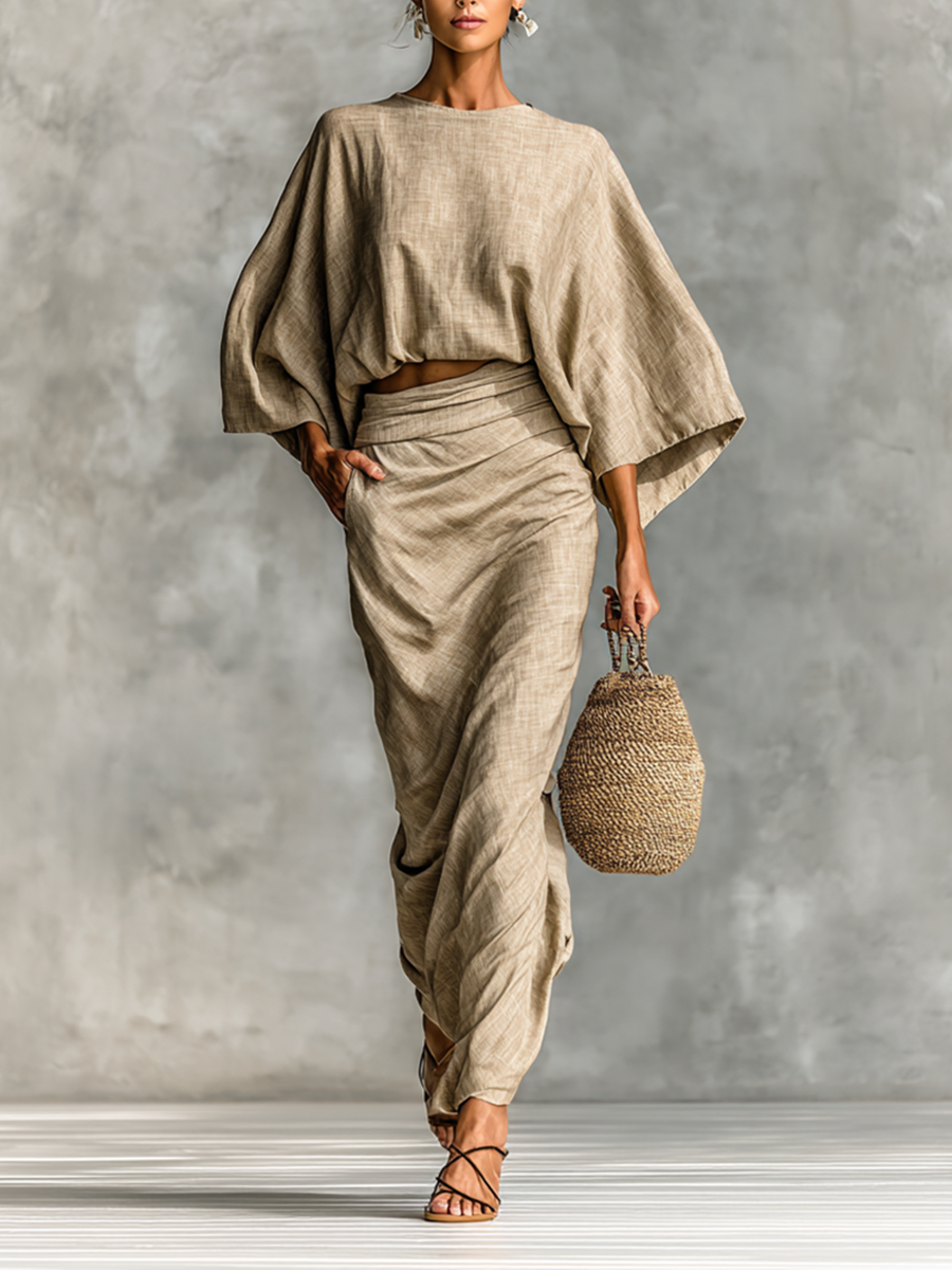 Baumwoll Leinen Set Rock - Khaki