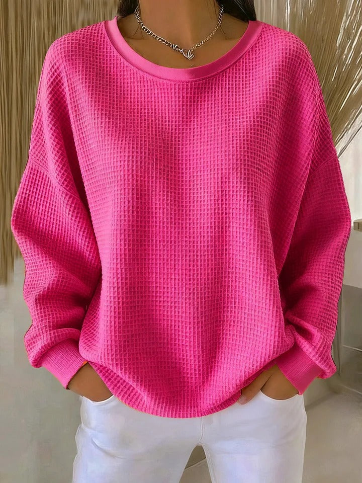 Nyla | Relaxed Waffle Sweater - Orange