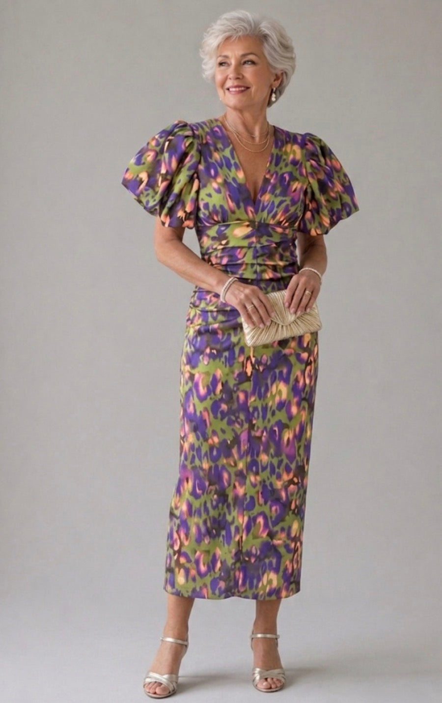Vivid Pleated Midi Dress