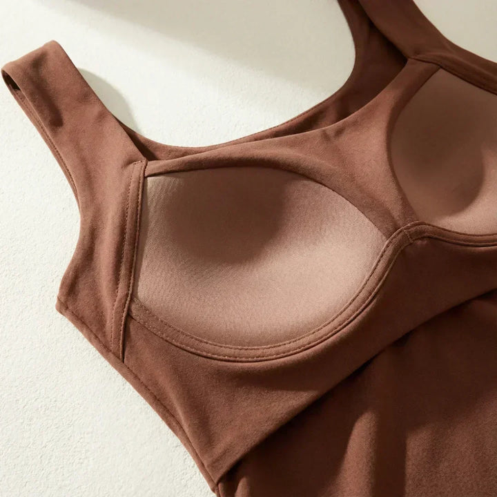 Camille | Tank Green Olive with Reggiseno Integrato