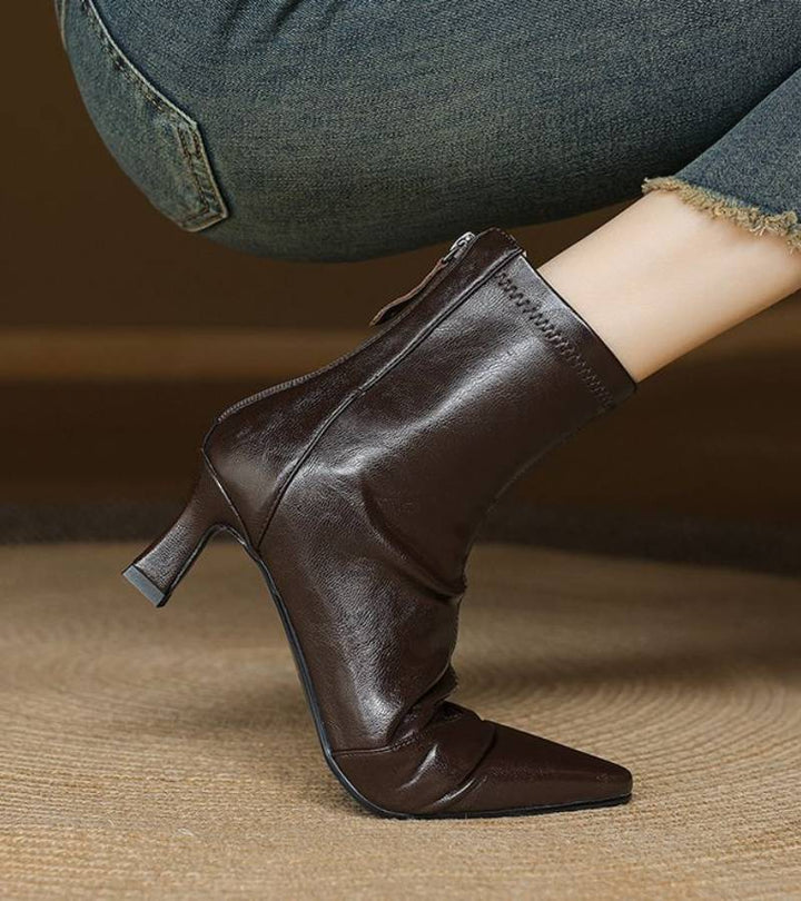 Brigitte | Elegant Heeled Leather Ankle Boots
