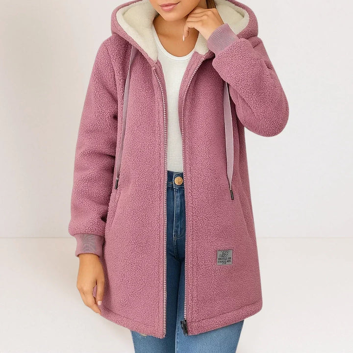Hortense | Jacket Fleece Longue À Hooded - Khaki