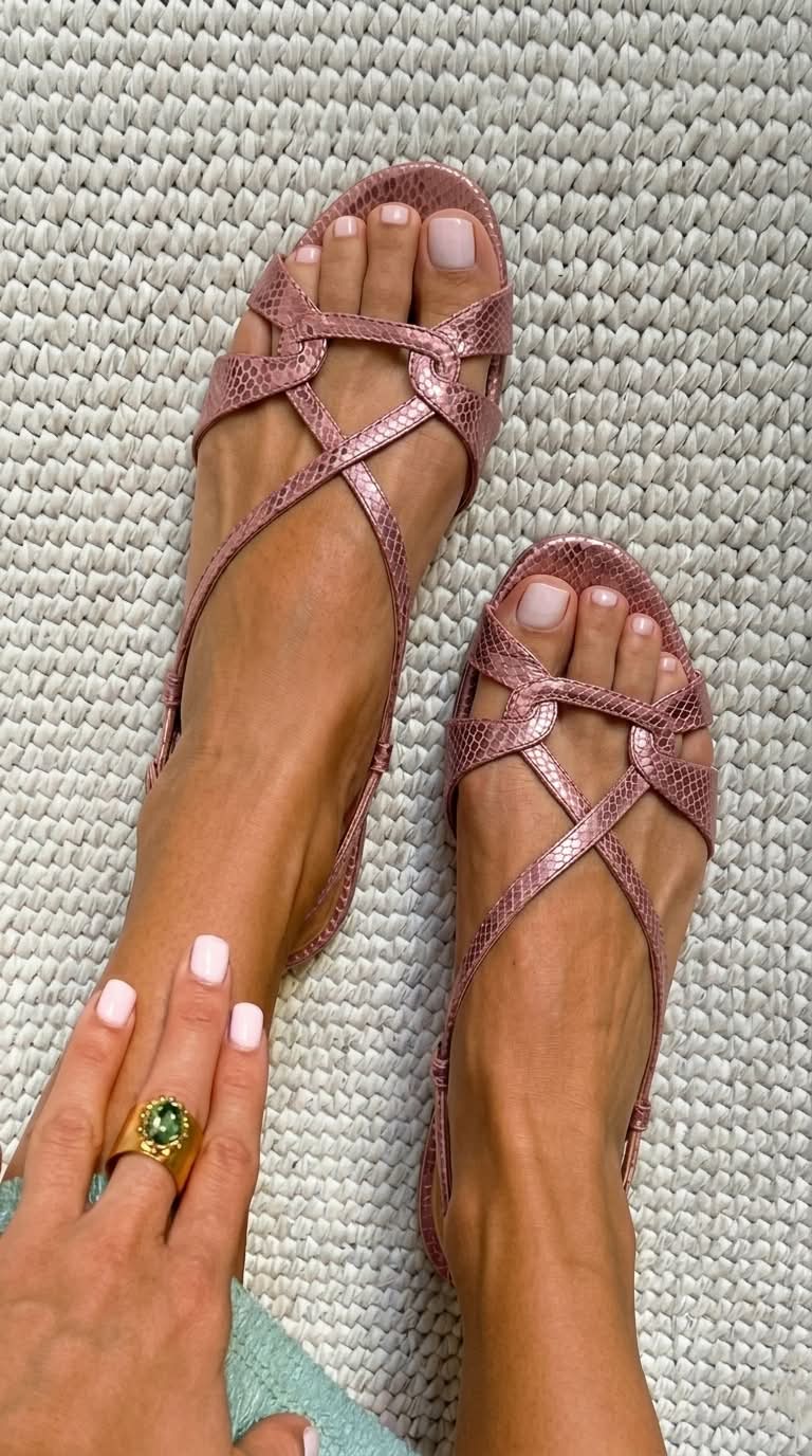 Copper Snake-Print Open-Toe Sandal